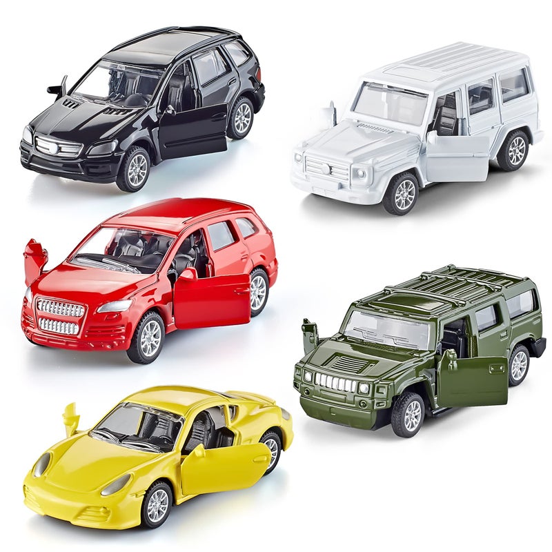 KIDAMI Die Cast Metal Toy Cars Set of 5, Openable Doors Pull Back Car Gift Pack for Kids (Private car) - Image 1